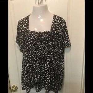 George Top Blouse 2X Blk White plus size